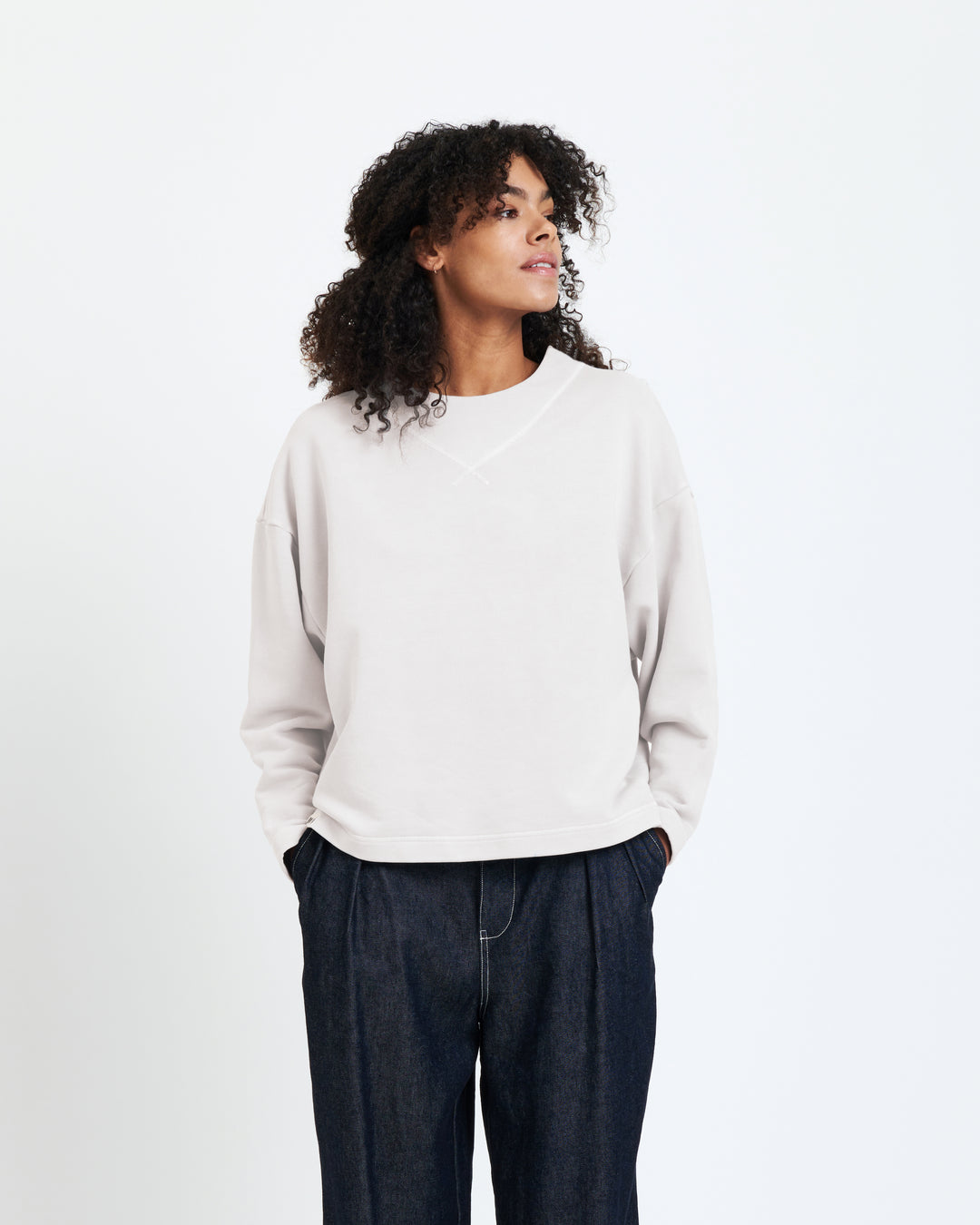 New Optimist womenswear Lilli | Coverstitch detail sweater Crewneck