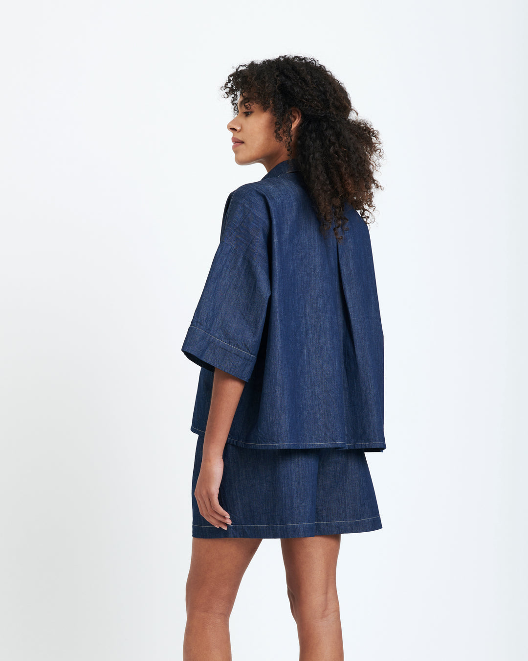 New Optimist womenswear Notte | Mid-sleeve boxy blouse Blouse