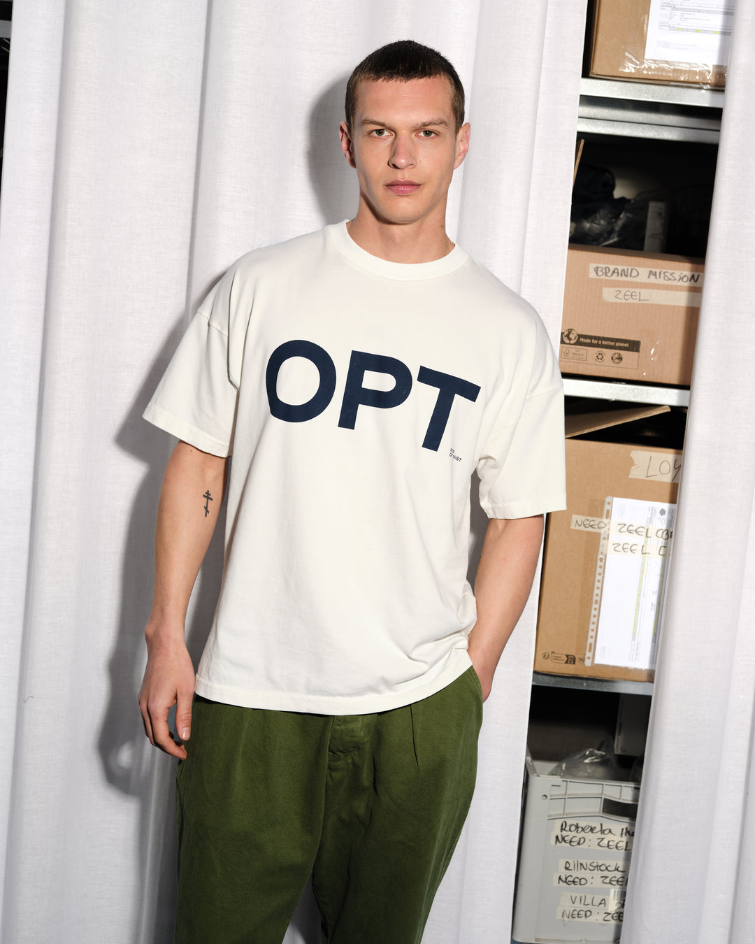 New Optimist menswear Dries | Natural printed T-shirt T-shirt