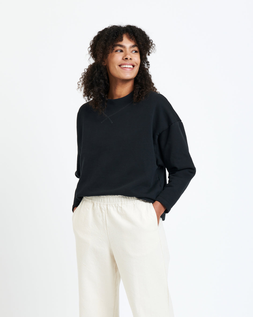 New Optimist womenswear Lilli | Coverstitch detail sweater Crewneck