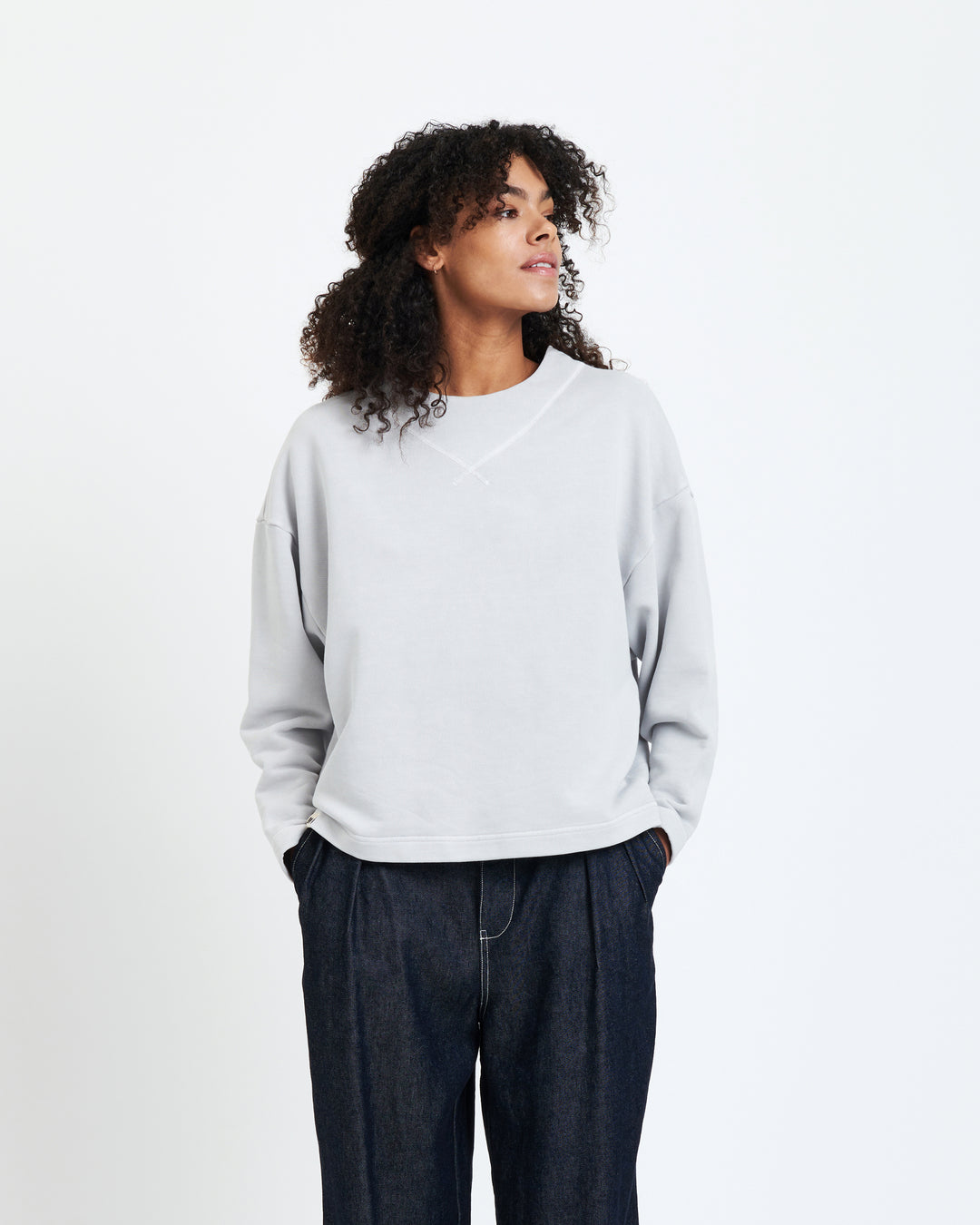 New Optimist womenswear Lilli | Coverstitch detail sweater Crewneck