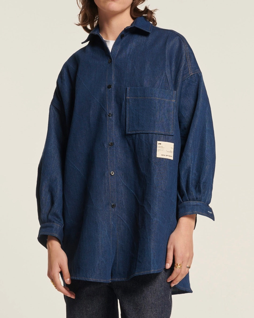 New Optimist womenswear Pavone Supple Denim Shirt