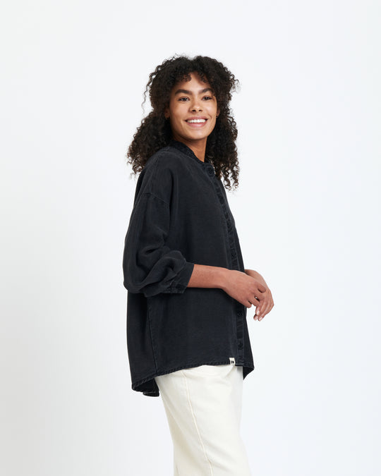New Optimist womenswear stone-washed shirt slanted pocket Shirt