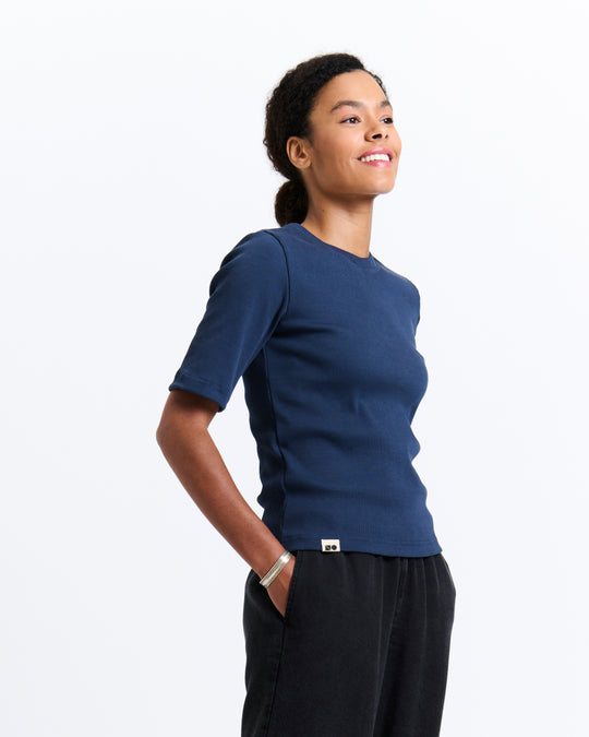 New Optimist womenswear Spa | Regular 3/4 ribbed tee T-shirt